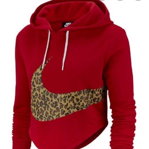 NEW NIKE LOOSE FIT Red Leopard Print Hoodie XL - Picture 5 of 7